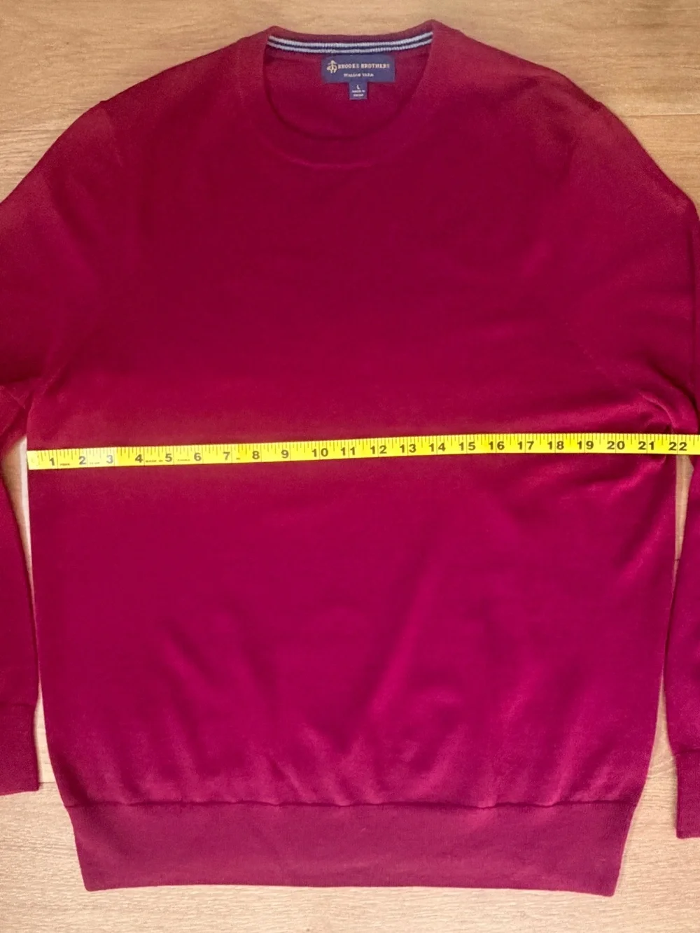 Brooks Brothers 100% Merino Wool Italian Yarn Burgundy Crewneck Sweater Men L